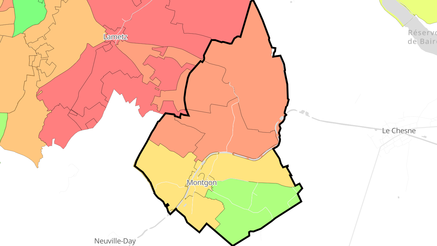Carte des prix de l'immobilier Montgon
