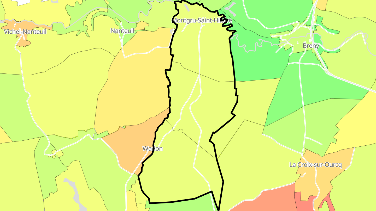 Carte des prix de l'immobilier Montgru-Saint-Hilaire