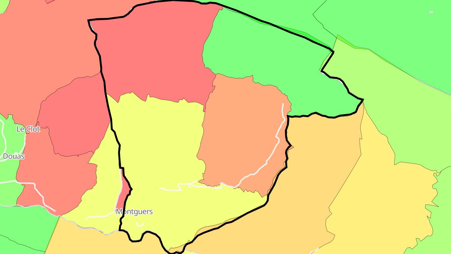 Carte des prix de l'immobilier Montguers