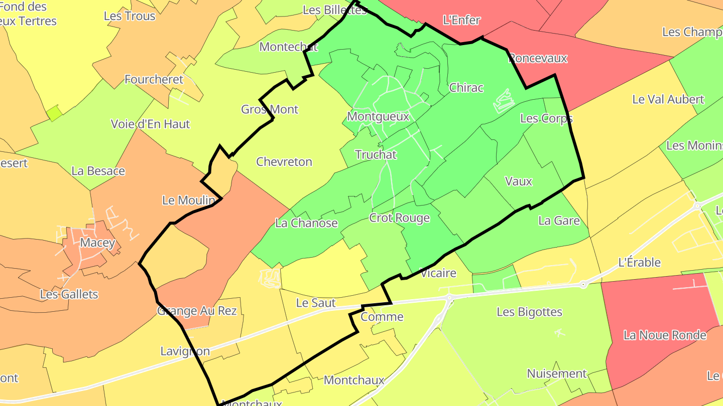 Carte des prix de l'immobilier Montgueux