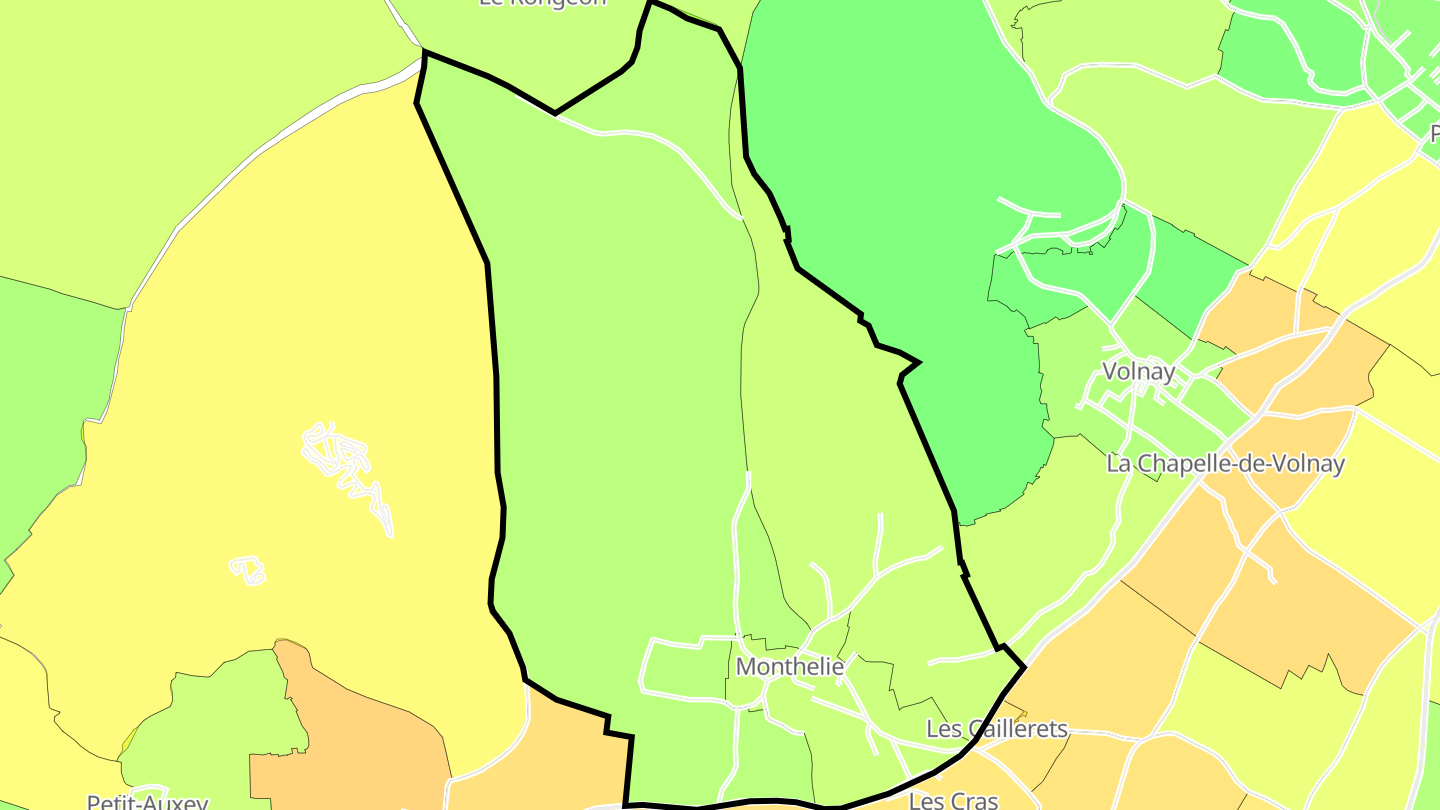 Carte des prix de l'immobilier Monthelie
