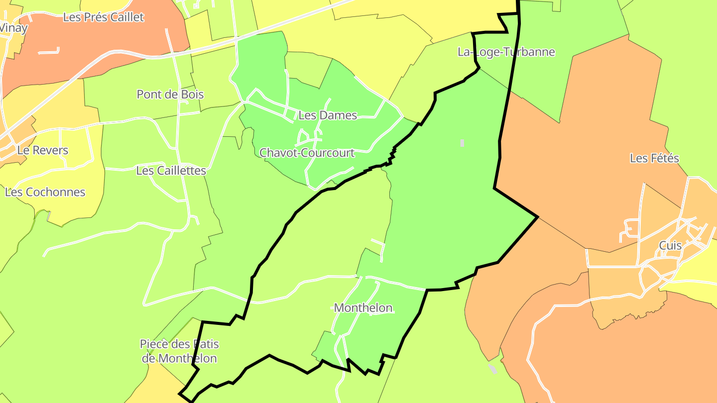 Carte des prix de l'immobilier Monthelon