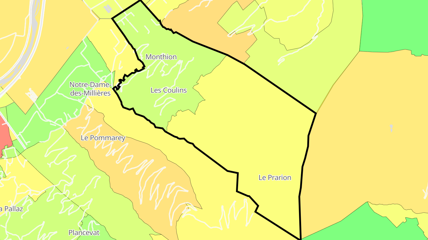 Carte des prix de l'immobilier Monthion
