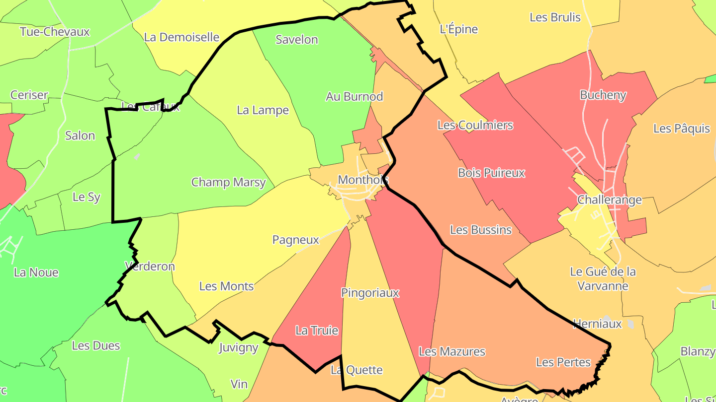 Carte des prix de l'immobilier Monthois