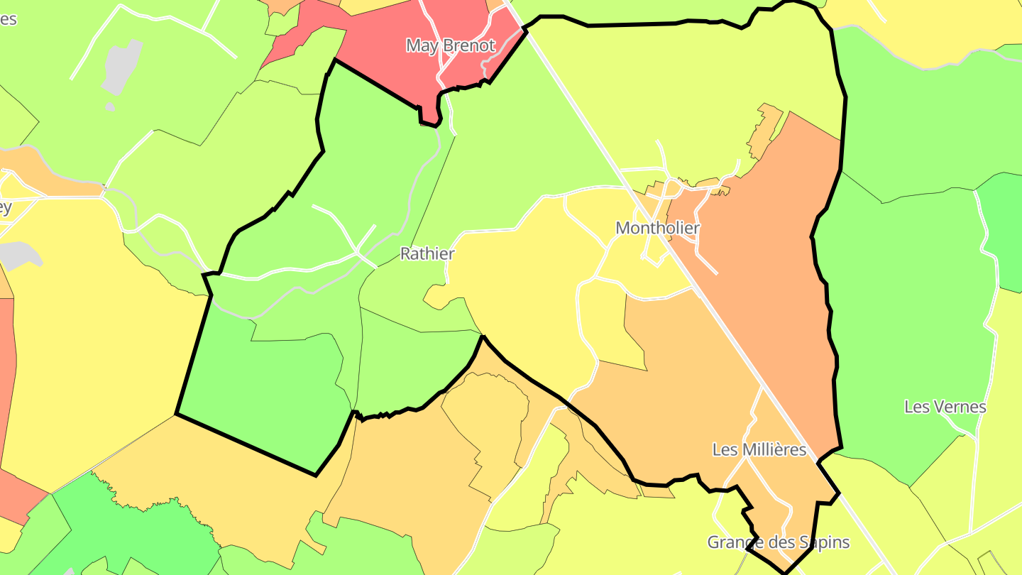 Carte des prix de l'immobilier Montholier