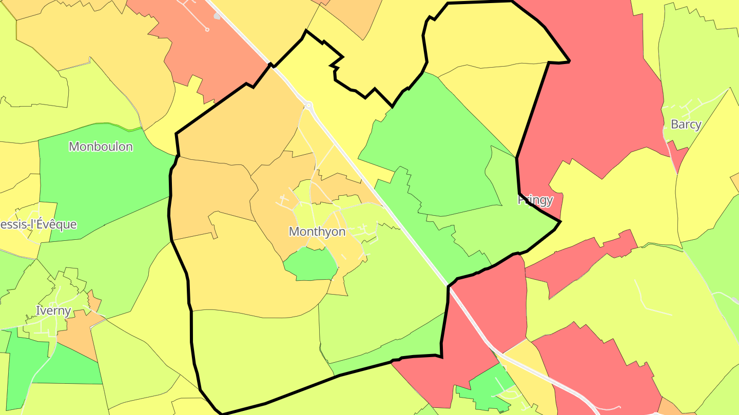 Carte des prix de l'immobilier Monthyon