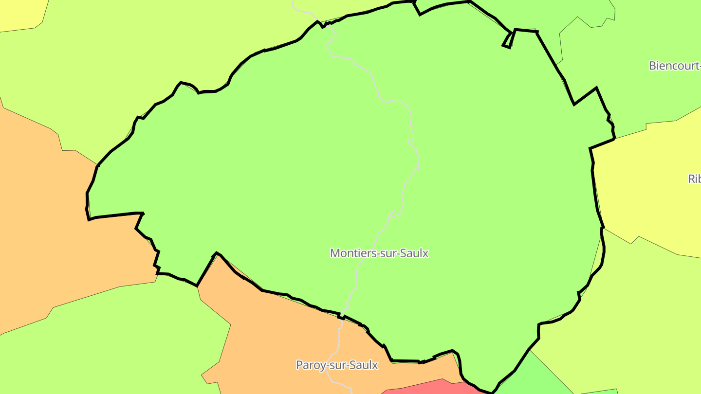 Carte des prix de l'immobilier Montiers-sur-Saulx