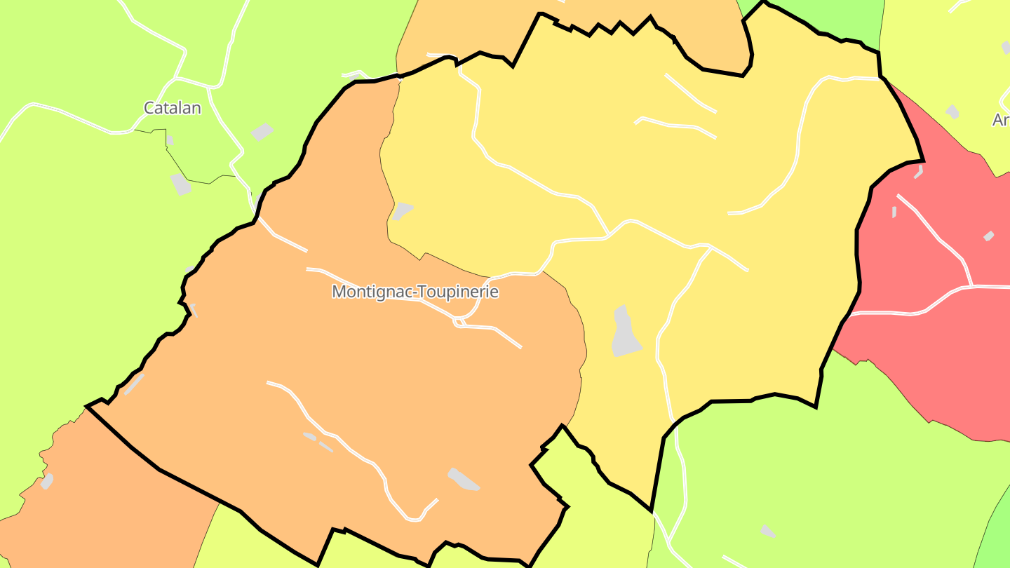 Carte des prix de l'immobilier Montignac-Toupinerie