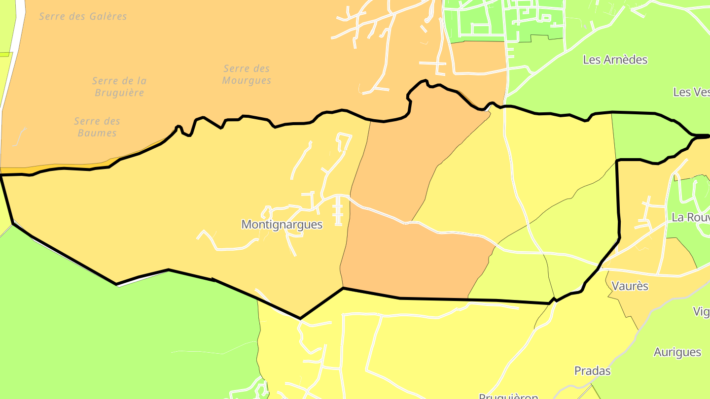 Carte des prix de l'immobilier Montignargues