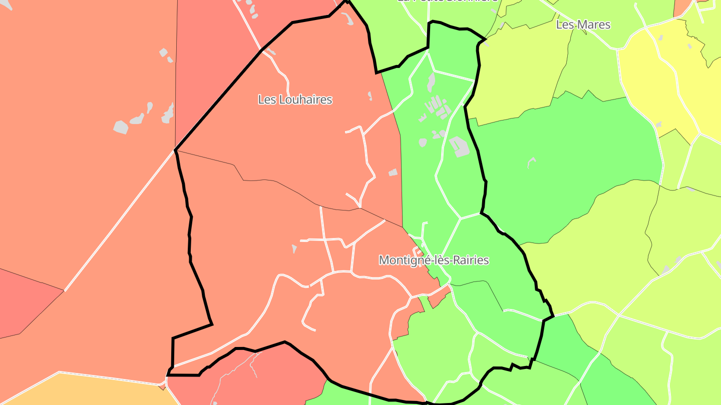 Carte des prix de l'immobilier Montigné-lès-Rairies