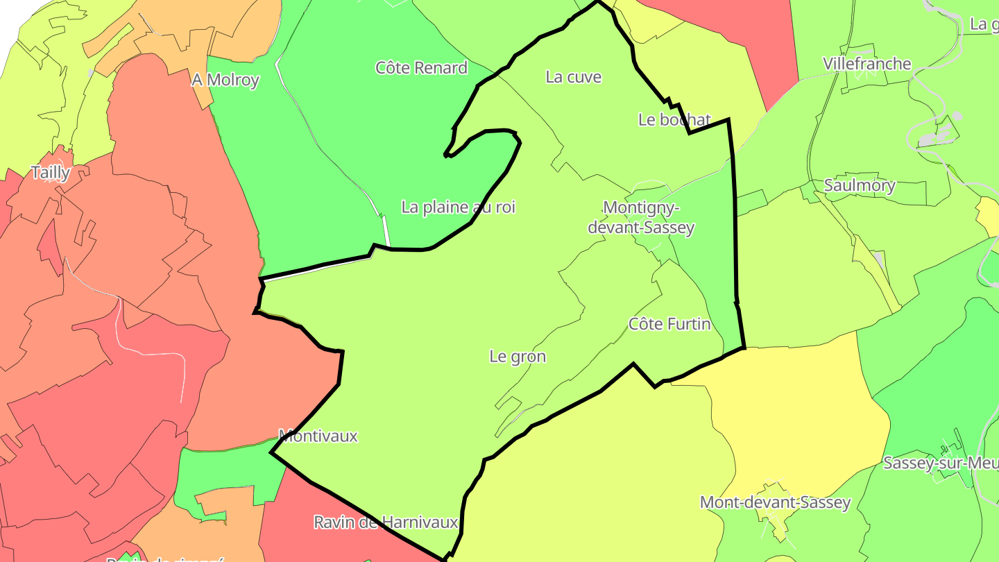 Carte des prix de l'immobilier Montigny-devant-Sassey