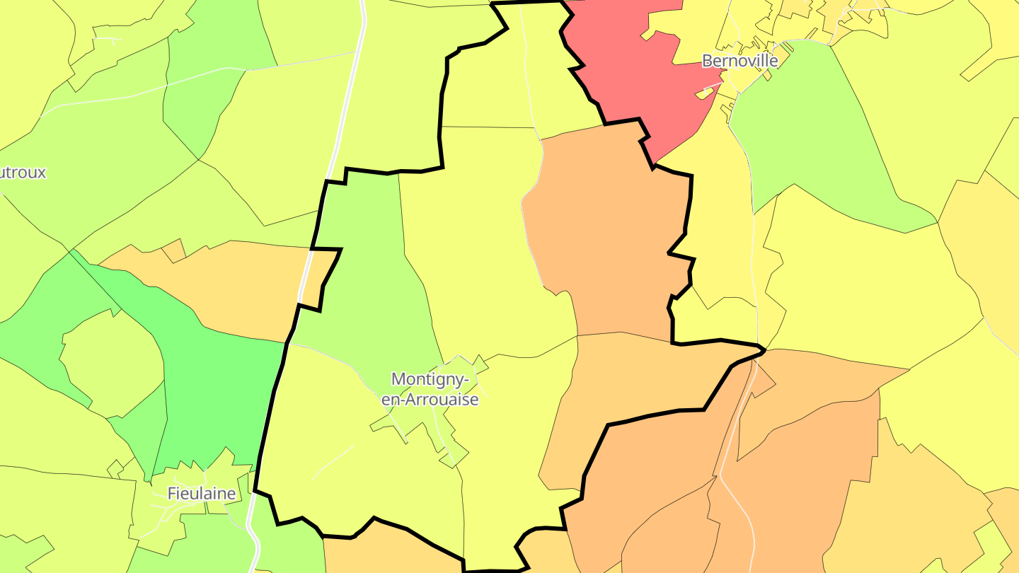 Carte des prix de l'immobilier Montigny-en-Arrouaise