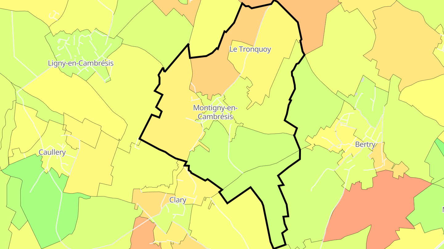 Carte des prix de l'immobilier Montigny-en-Cambrésis