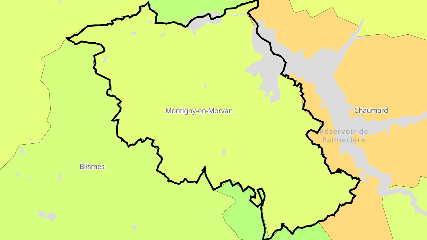 Carte des prix de l'immobilier Montigny-en-Morvan