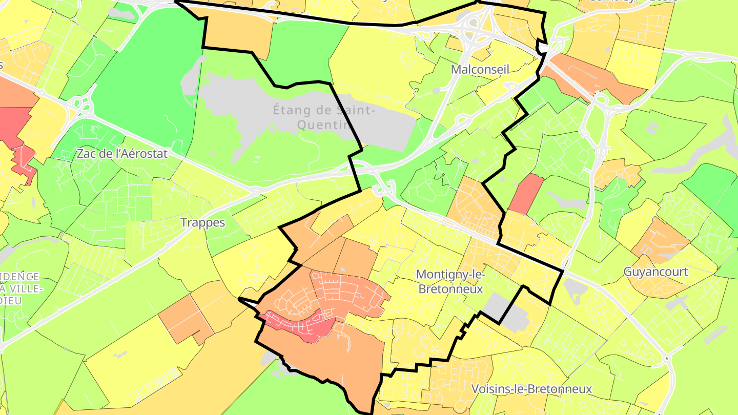Carte des prix de l'immobilier Montigny-le-Bretonneux