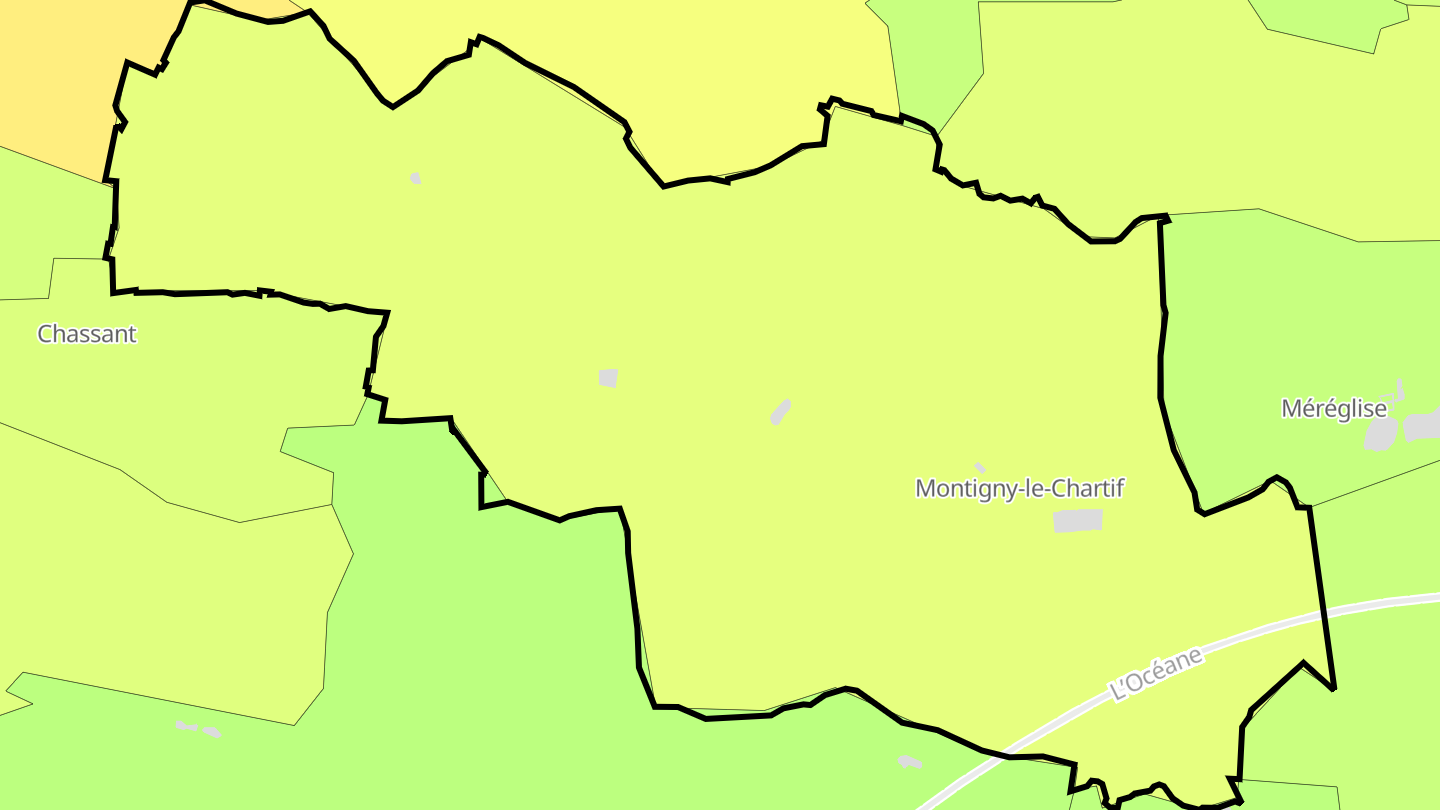 Carte des prix de l'immobilier Montigny-le-Chartif