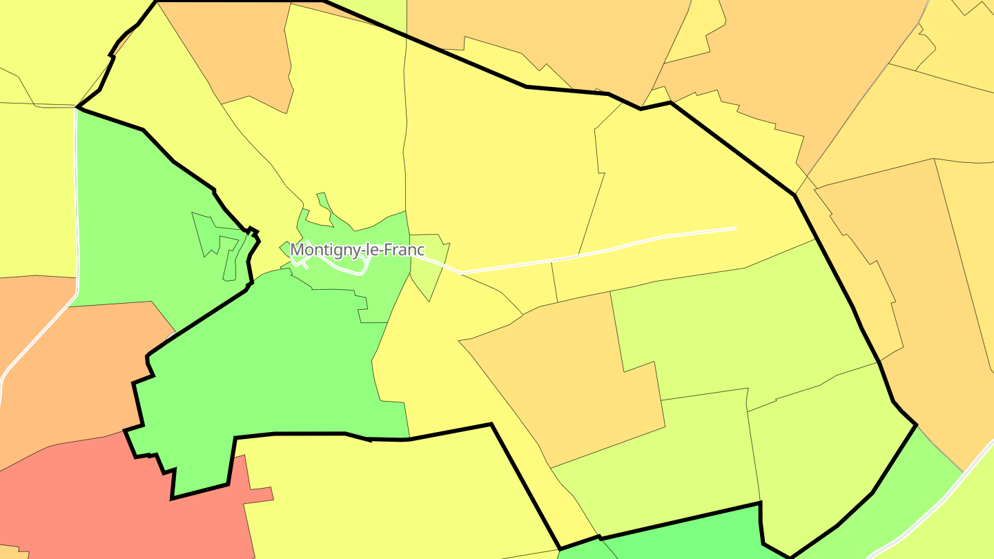 Carte des prix de l'immobilier Montigny-le-Franc