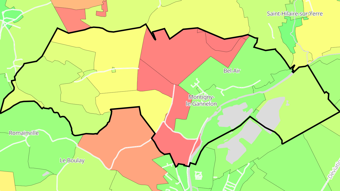 Carte des prix de l'immobilier Montigny-le-Gannelon