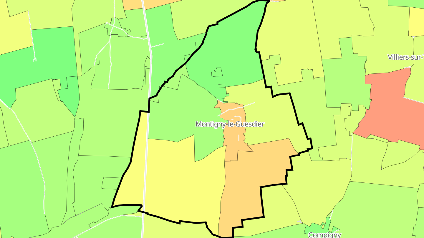Carte des prix de l'immobilier Montigny-le-Guesdier