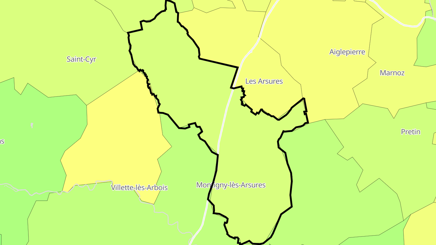 Carte des prix de l'immobilier Montigny-lès-Arsures
