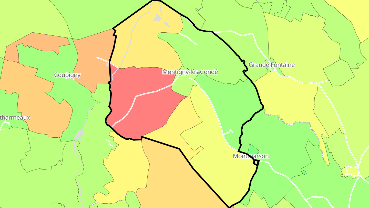 Carte des prix de l'immobilier Montigny-lès-Condé
