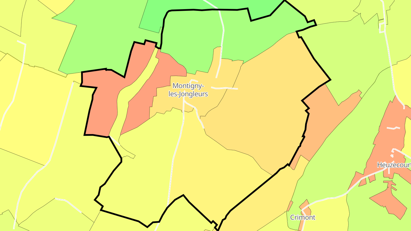 Carte des prix de l'immobilier Montigny-les-Jongleurs