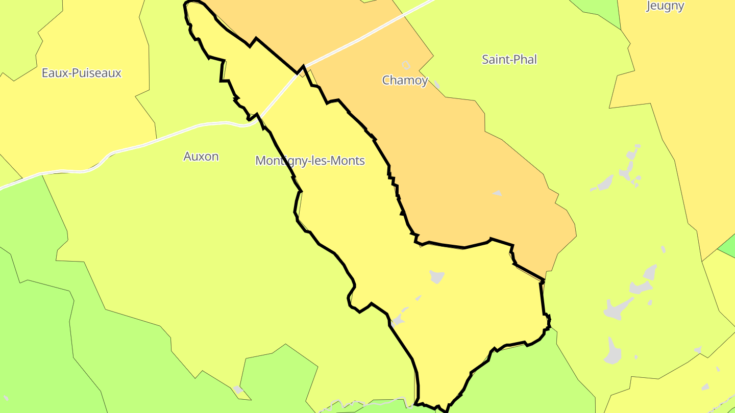 Carte des prix de l'immobilier Montigny-les-Monts