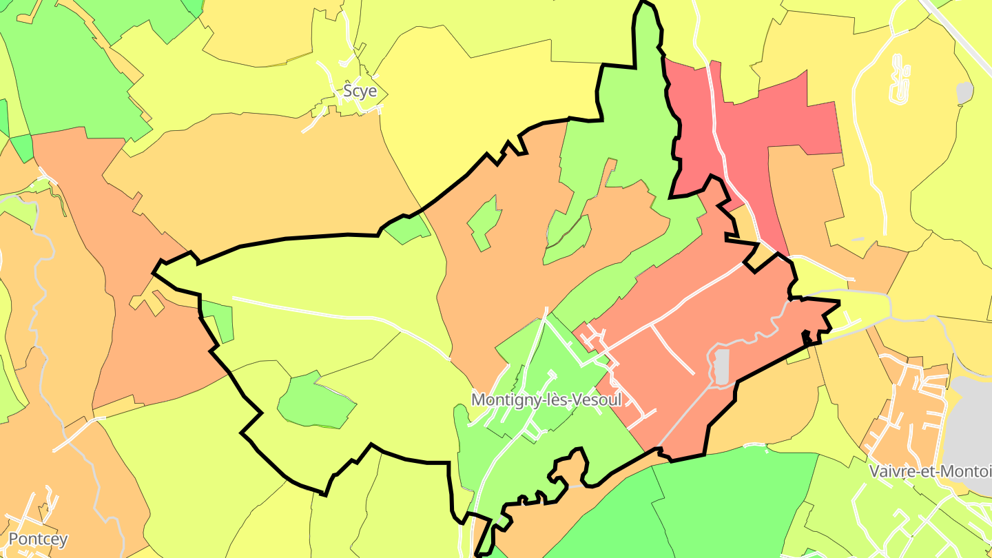 Carte des prix de l'immobilier Montigny-lès-Vesoul