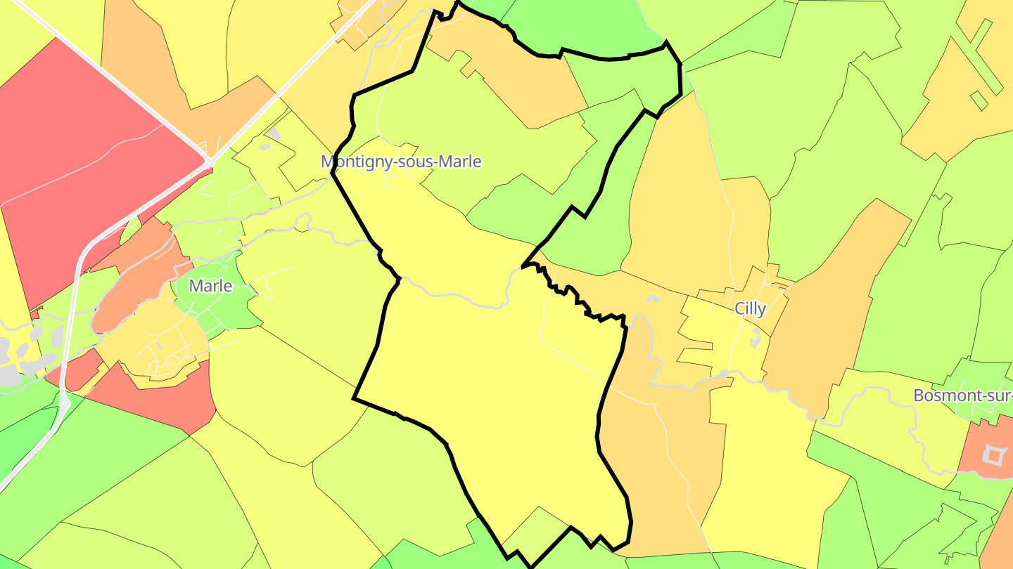 Carte des prix de l'immobilier Montigny-sous-Marle