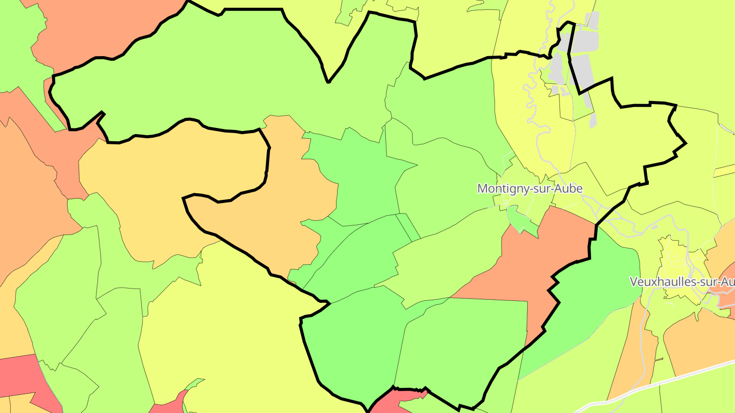 Carte des prix de l'immobilier Montigny-sur-Aube