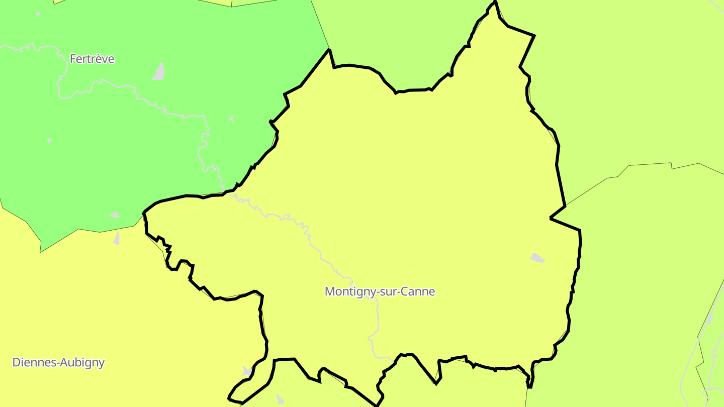 Carte des prix de l'immobilier Montigny-sur-Canne