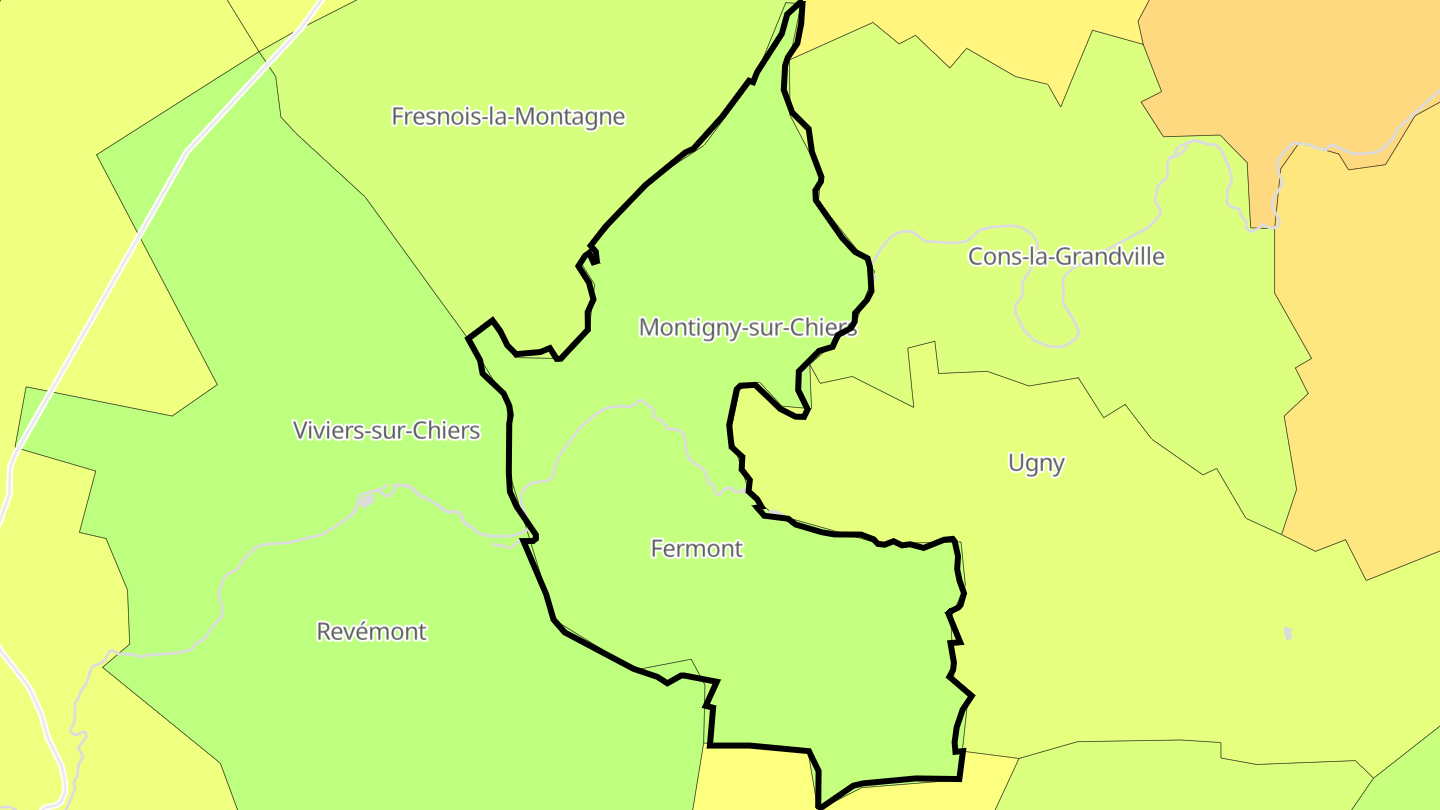 Carte des prix de l'immobilier Montigny-sur-Chiers