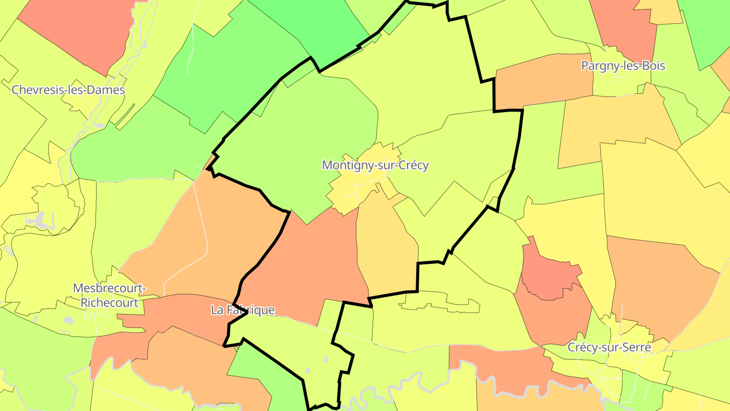 Carte des prix de l'immobilier Montigny-sur-Crécy