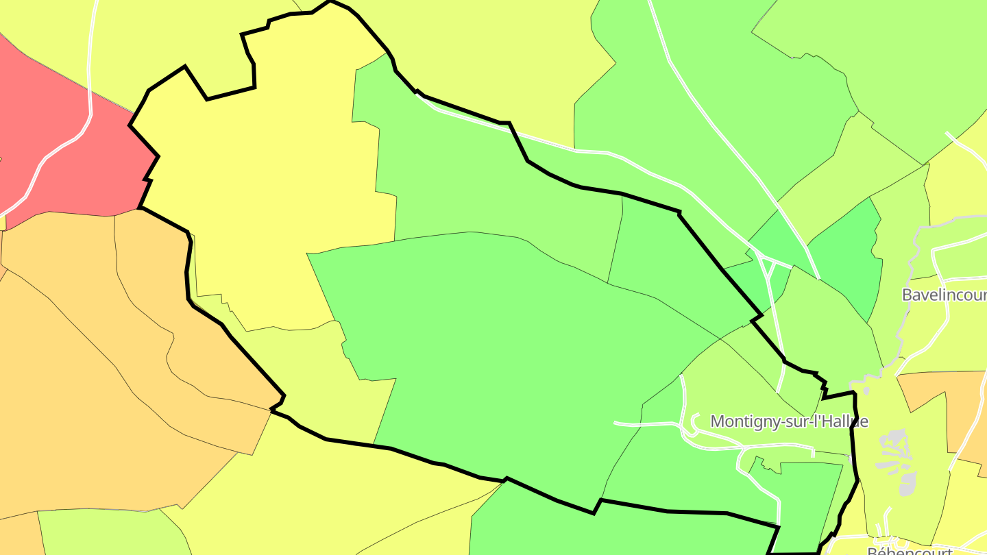 Carte des prix de l'immobilier Montigny-sur-l'Hallue
