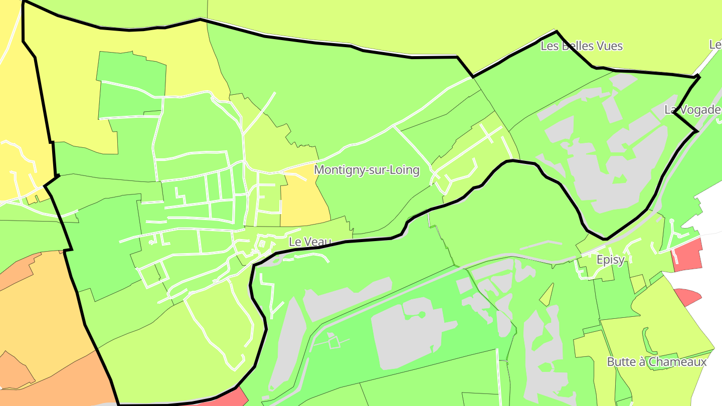 Carte des prix de l'immobilier Montigny-sur-Loing