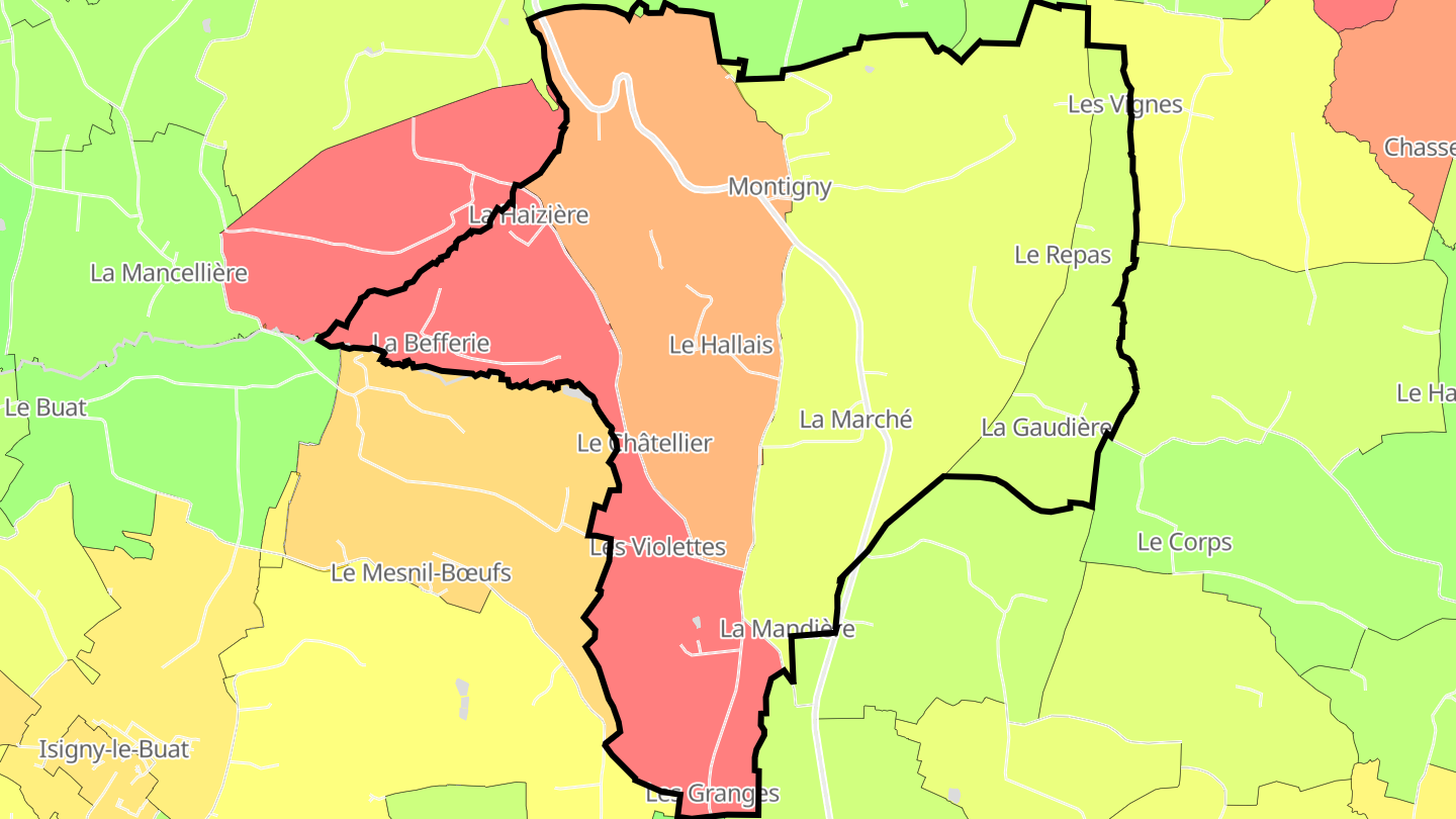 Carte des prix de l'immobilier Montigny