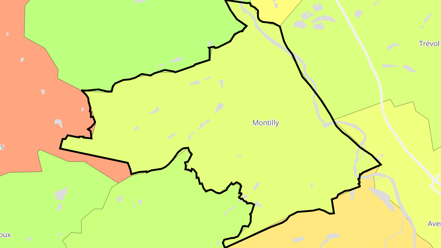 Carte des prix de l'immobilier Montilly
