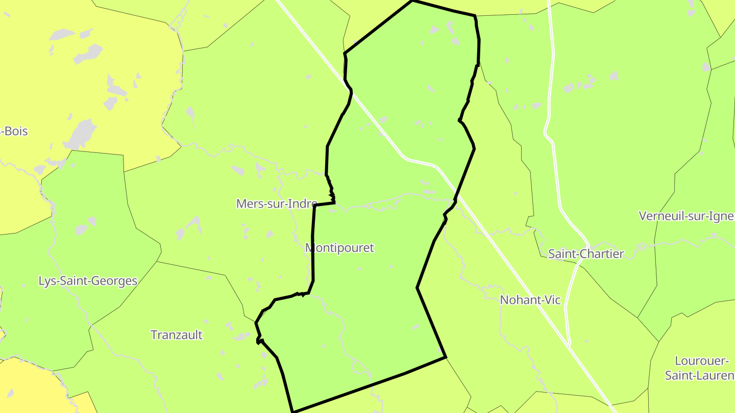 Carte des prix de l'immobilier Montipouret