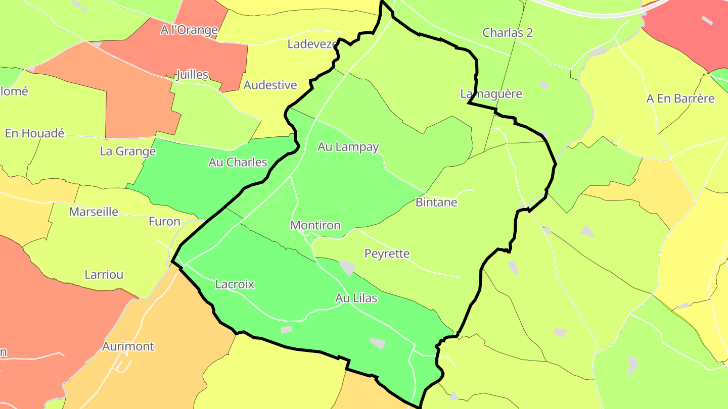 Carte des prix de l'immobilier Montiron