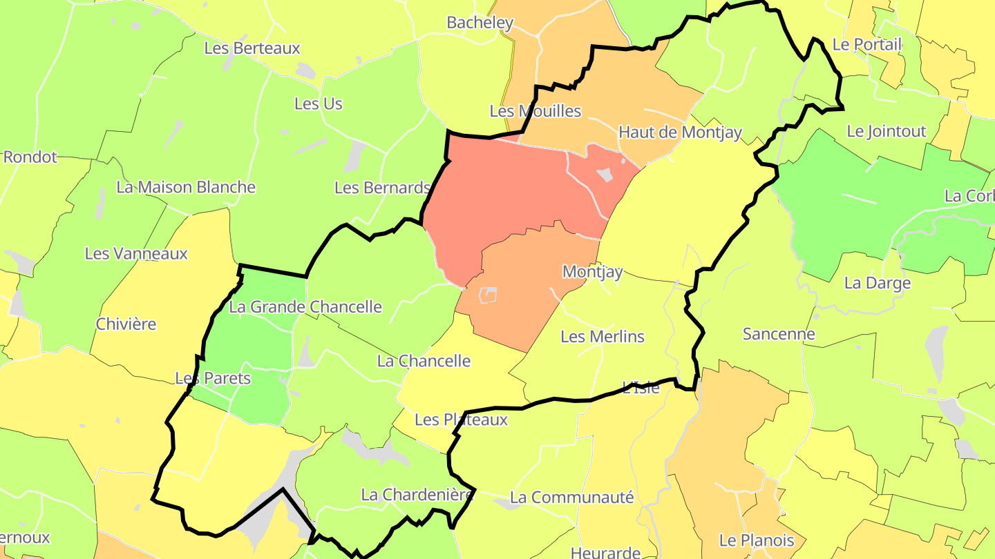 Carte des prix de l'immobilier Montjay