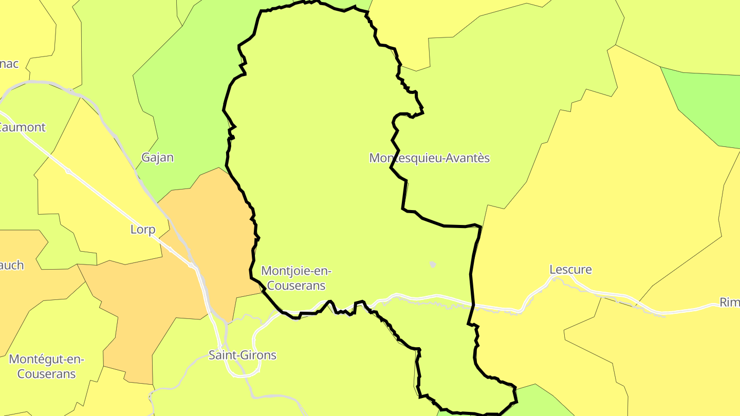 Carte des prix de l'immobilier Montjoie-en-Couserans