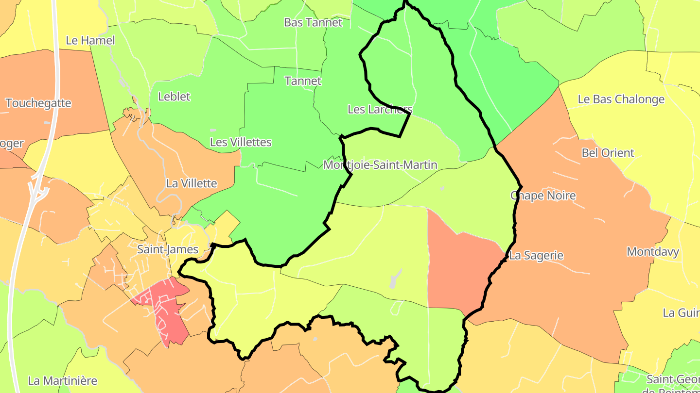 Carte des prix de l'immobilier Montjoie-Saint-Martin