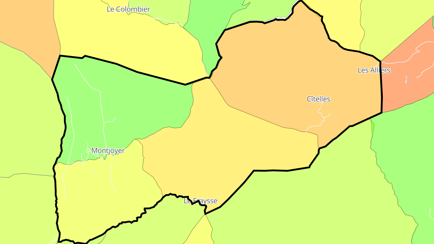 Carte des prix de l'immobilier Montjoyer