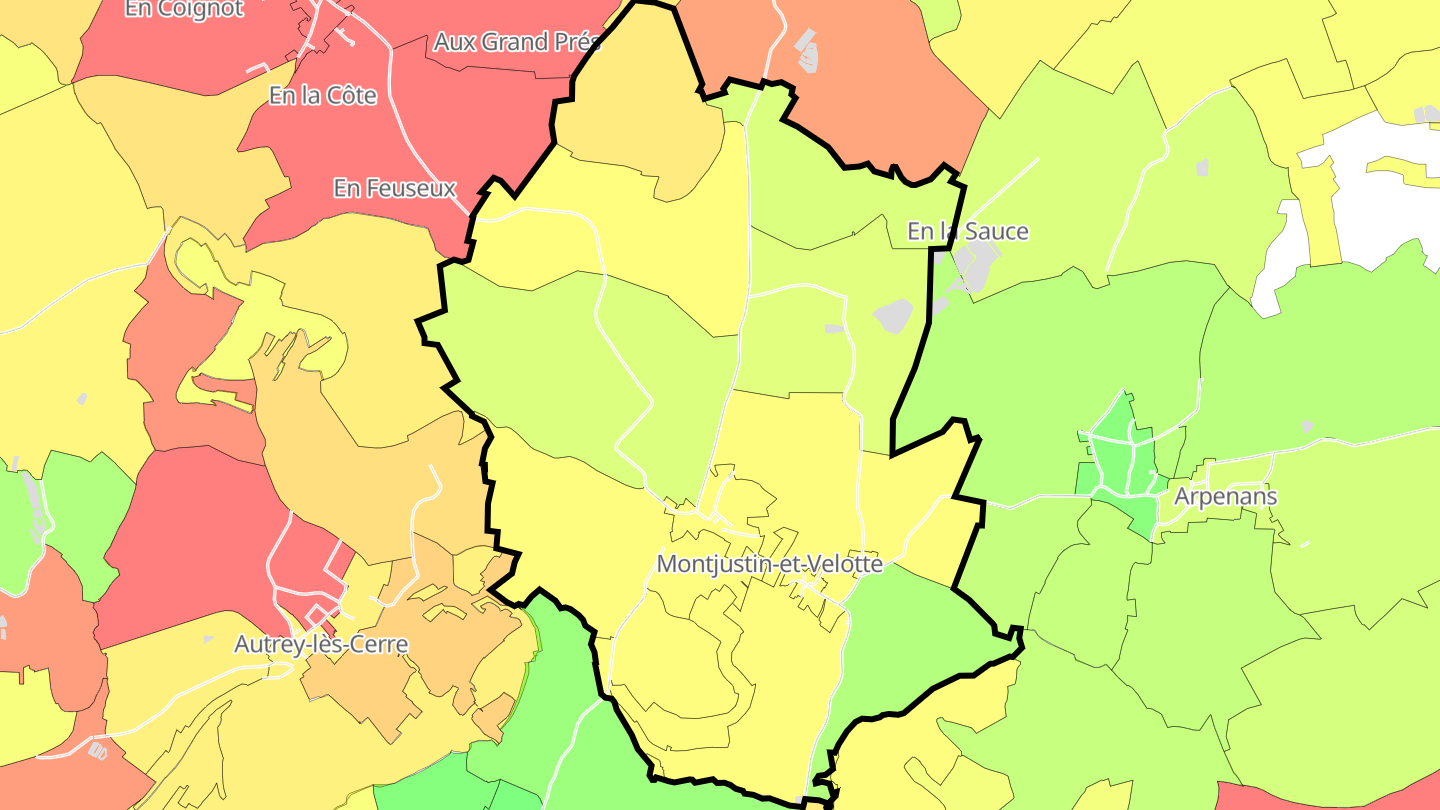 Carte des prix de l'immobilier Montjustin-et-Velotte