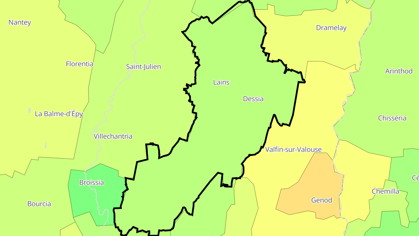 Carte des prix de l'immobilier Montlainsia