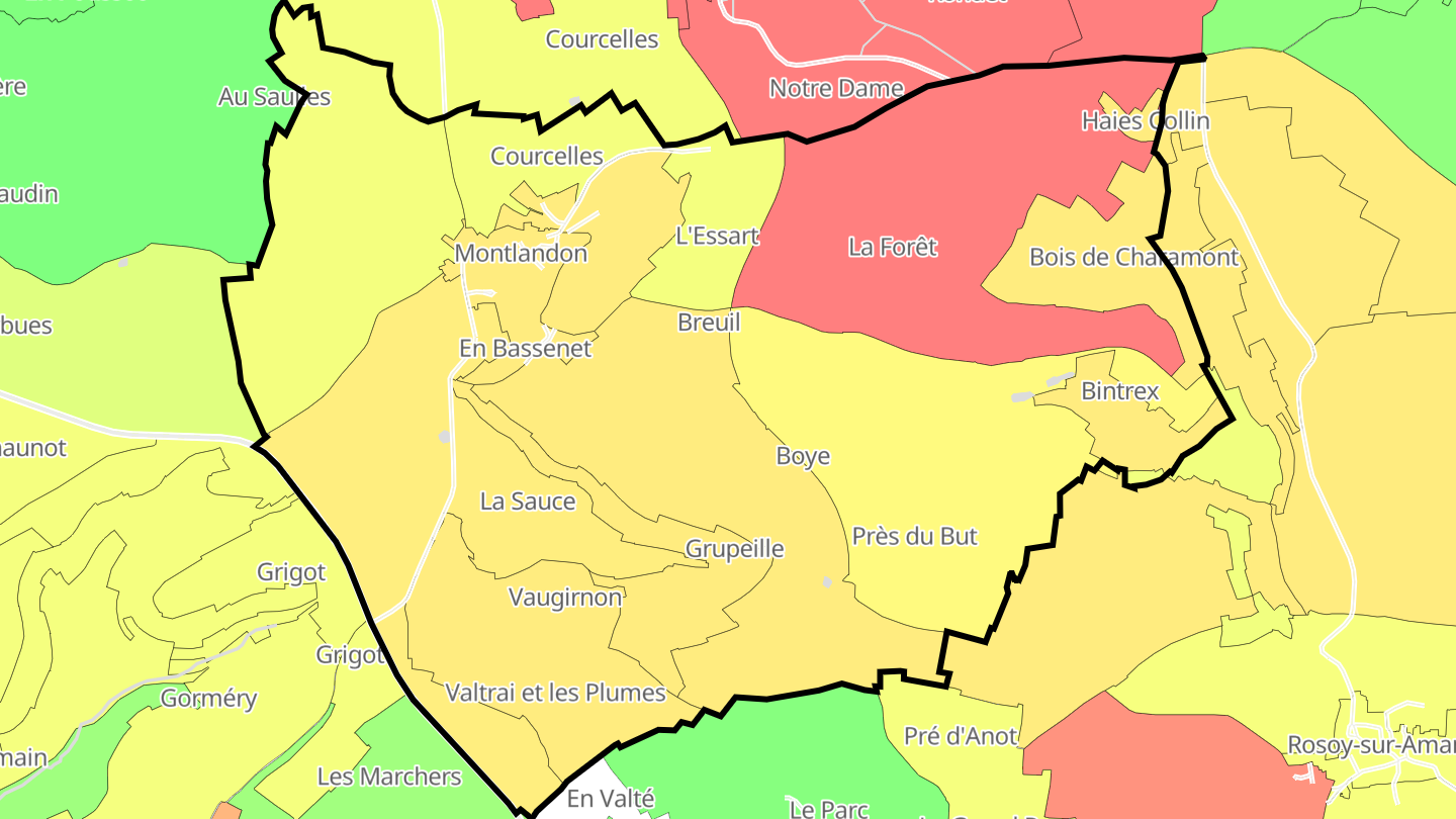Carte des prix de l'immobilier Montlandon