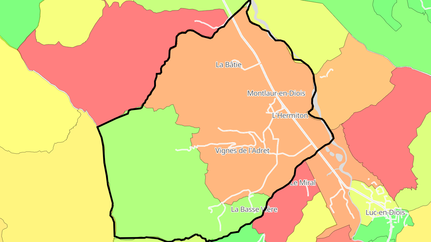 Carte des prix de l'immobilier Montlaur-en-Diois