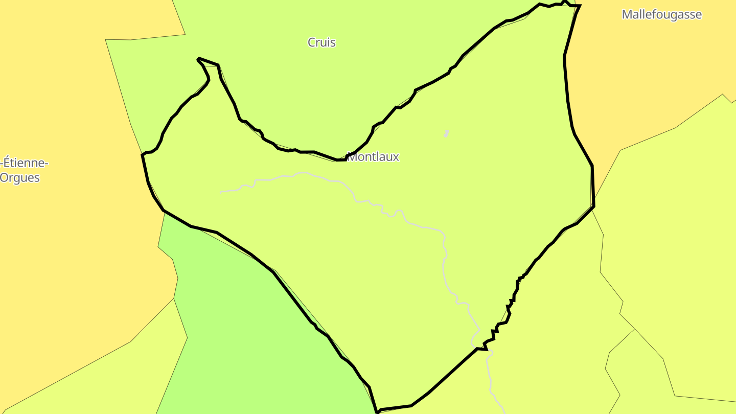 Carte des prix de l'immobilier Montlaux