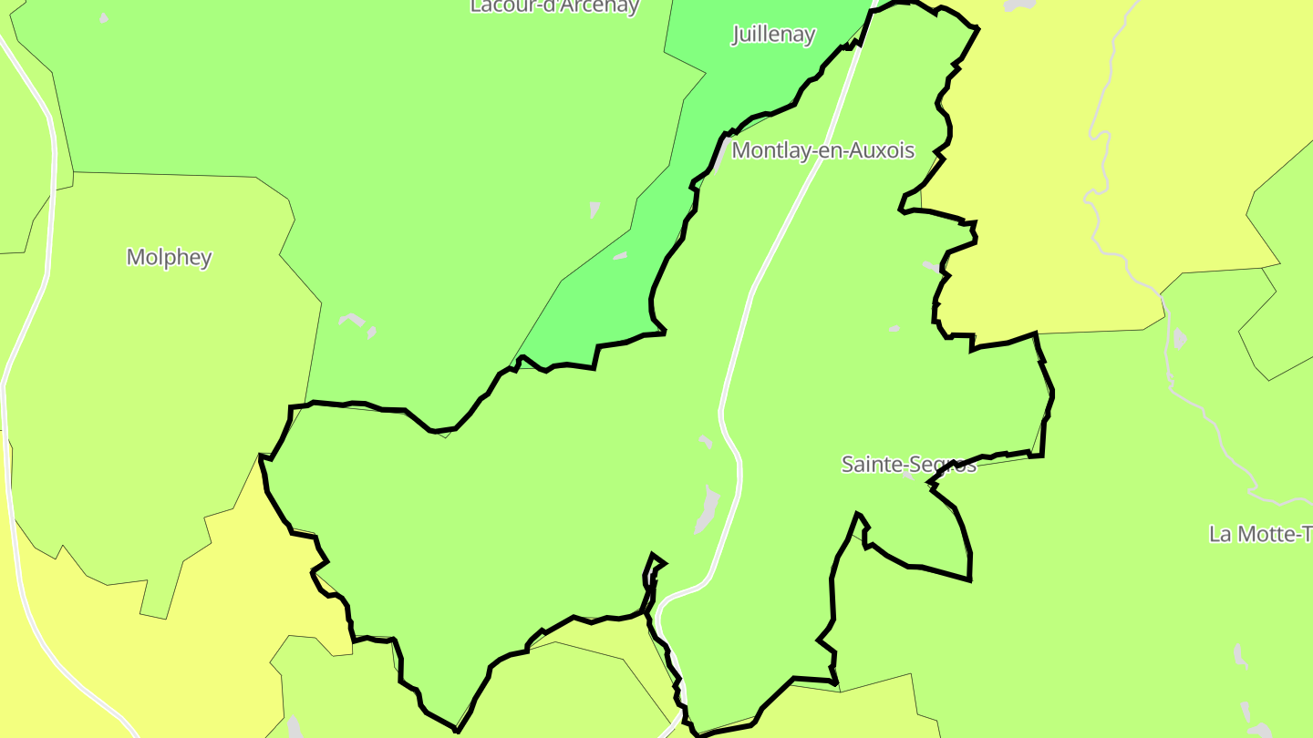 Carte des prix de l'immobilier Montlay-en-Auxois