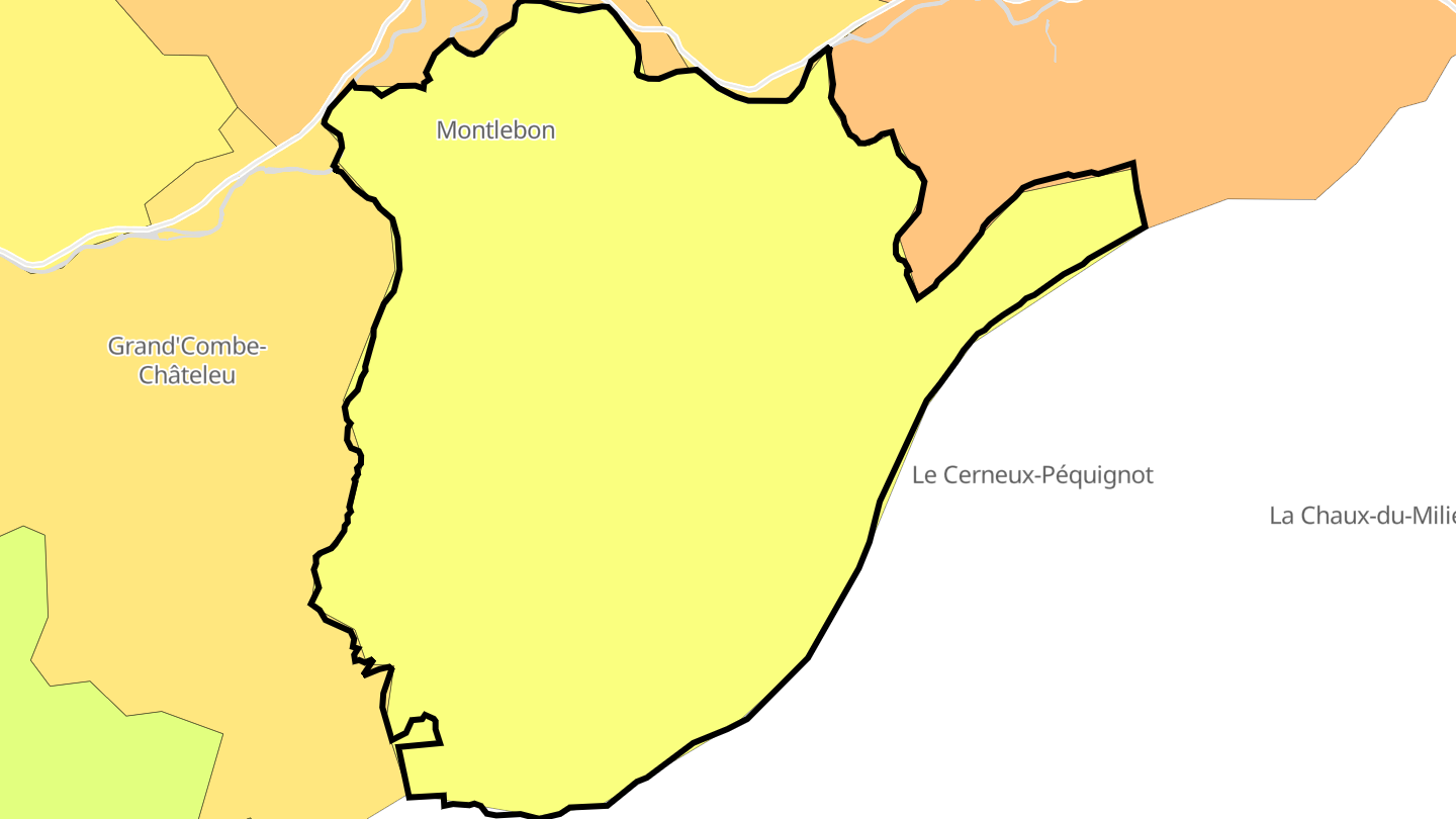 Carte des prix de l'immobilier Montlebon